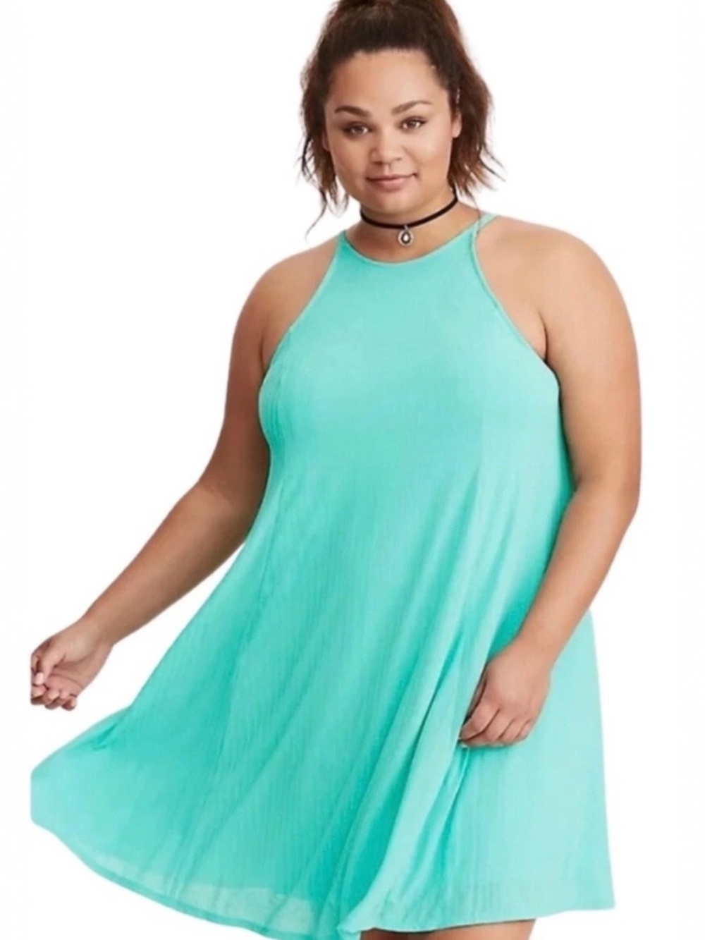 torrid Aqua Ribbed Sleeveless Mini Dress